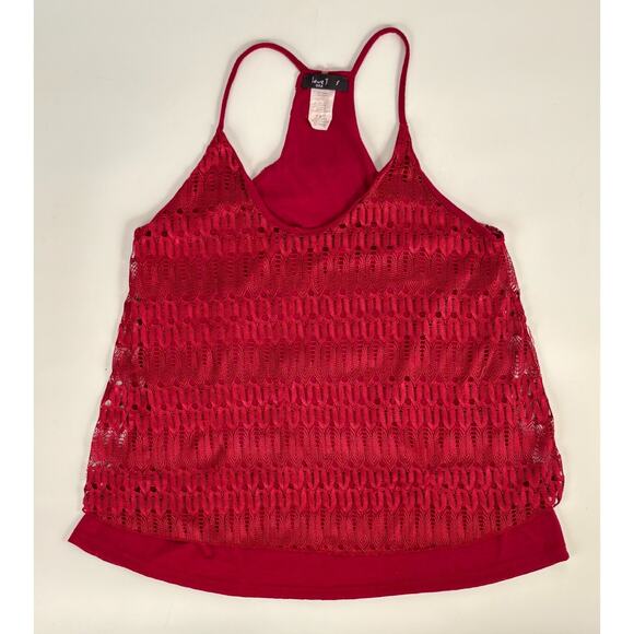 VTG Y2K Lace Cherry Red Cami Top Size SMALL Coquette Camisole Tank 90s Grunge - Picture 10 of 11